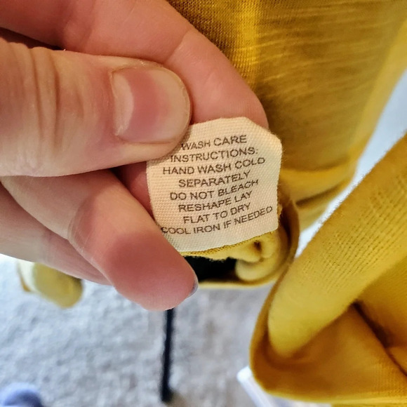 Paper + Tee Women's Size Medium Mustard Yellow Buttondown Lace Blouse - Picture 7 of 13